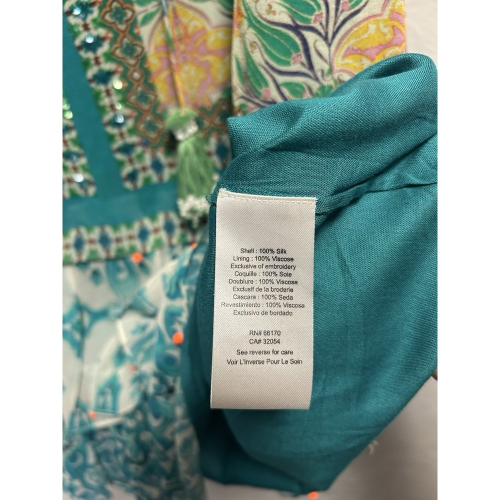 Anthropologie Hemant & Nandita Moana Silk Dress Womens Medium Silk Boho Colorful - Picture 5 of 5